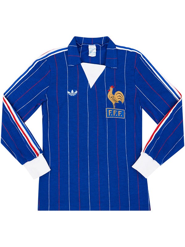 France maglia retrò home a maniche lunghe prima divisa da calcio kit da calcio da uomo maglia 1980